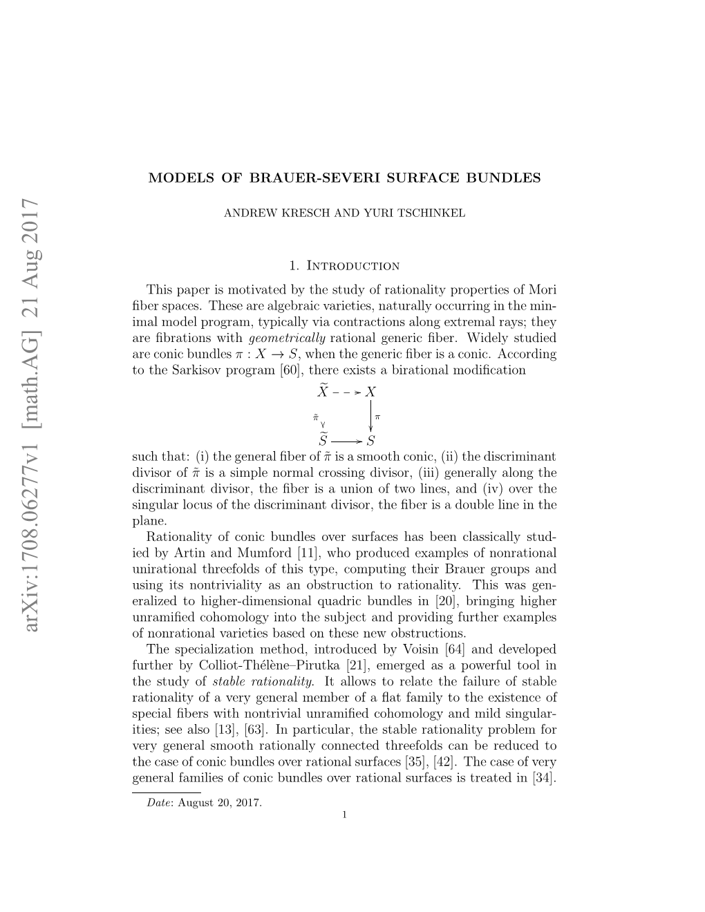 'Models of Brauer-Severi Surface Bundles'