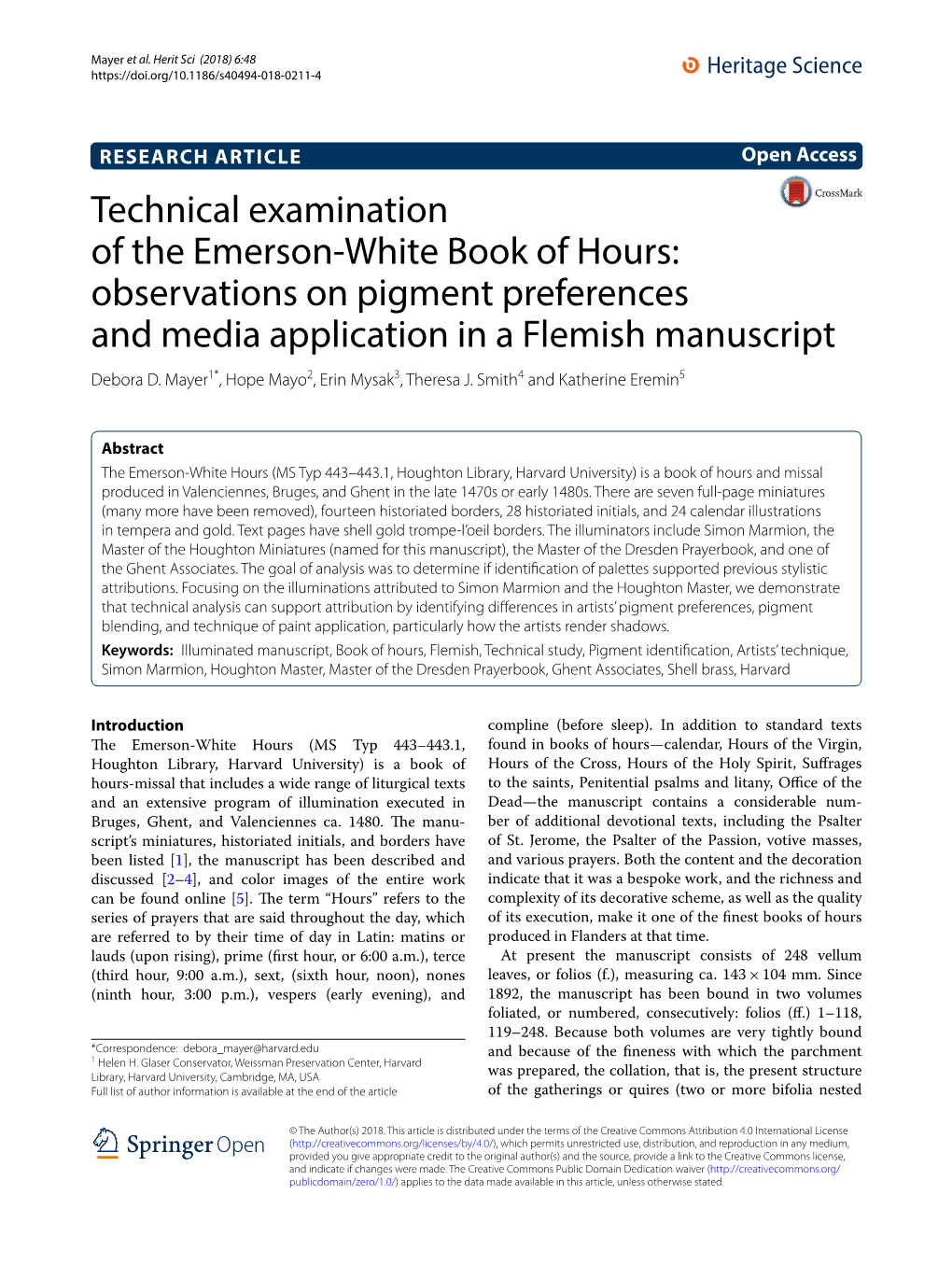 Technical Examination of the Emerson-White Book of Hours