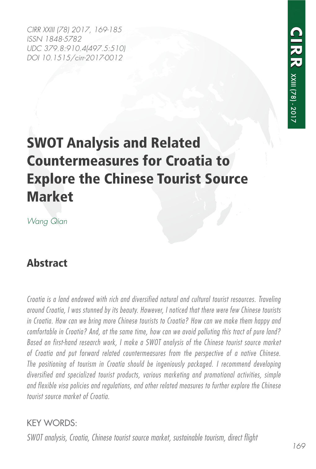 SWOT Analysis and Related Countermeasures for Croatia To