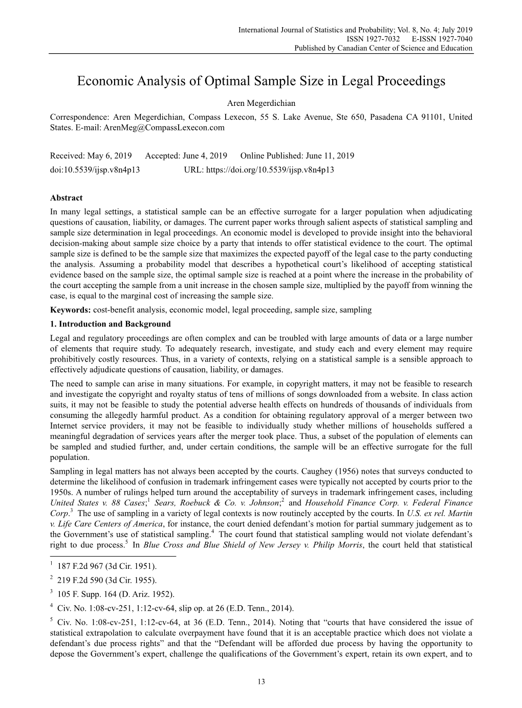 Economic Analysis of Optimal Sample Size in Legal Proceedings