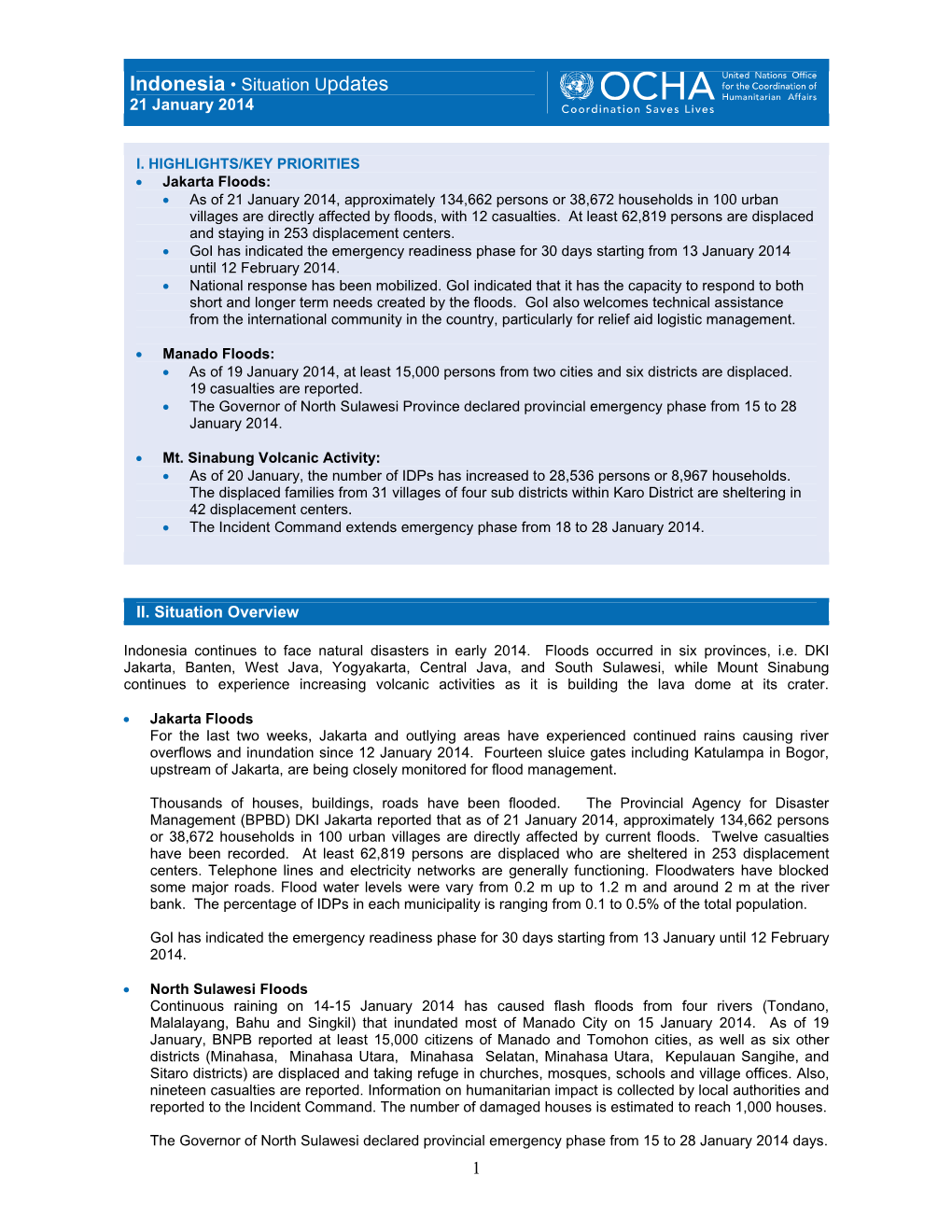 1 Indonesia • Situation Updates