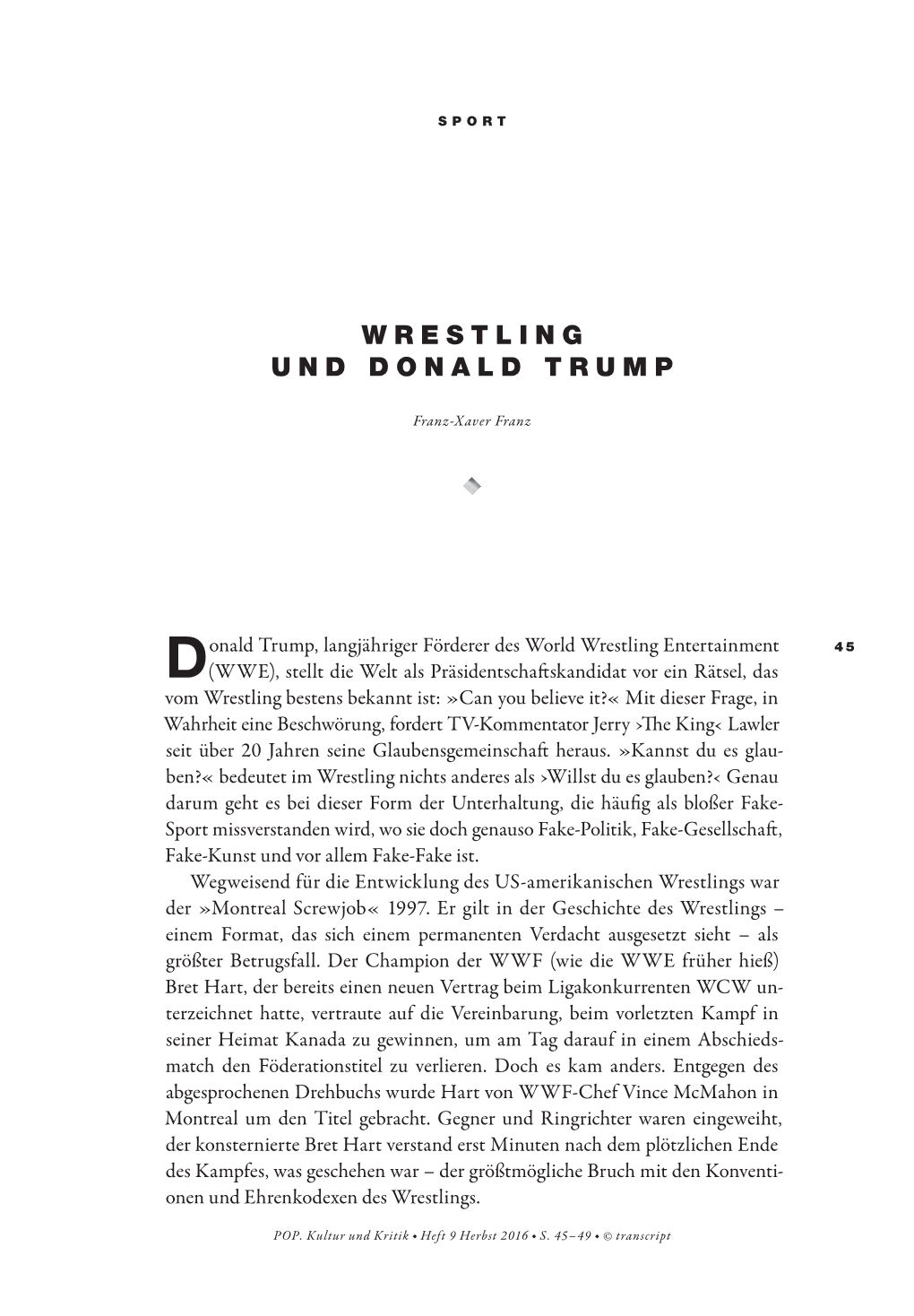 Wrestling Und Donald Trump