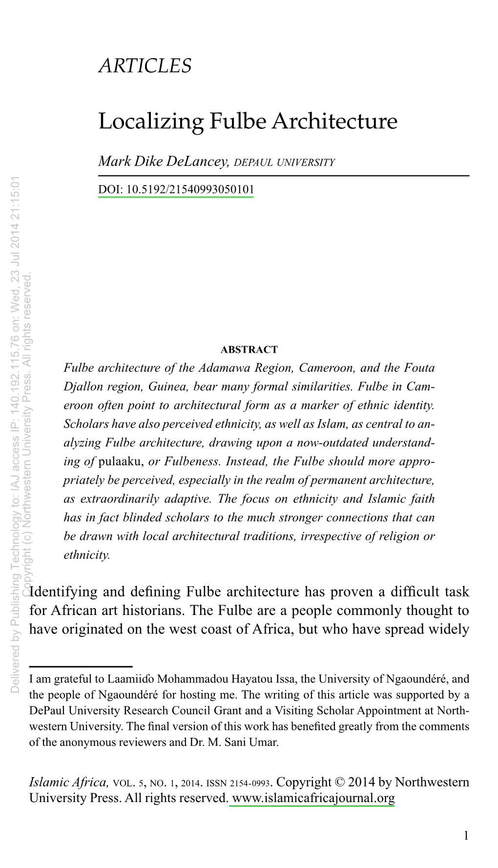 Localizing Fulbe Architecture