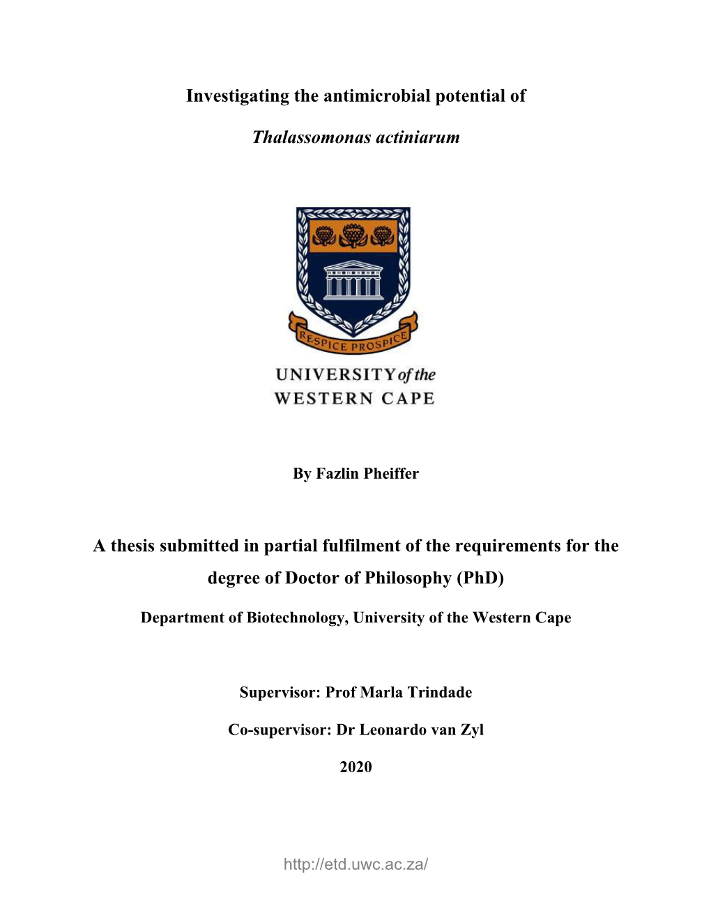 Investigating the Antimicrobial Potential of Thalassomonas