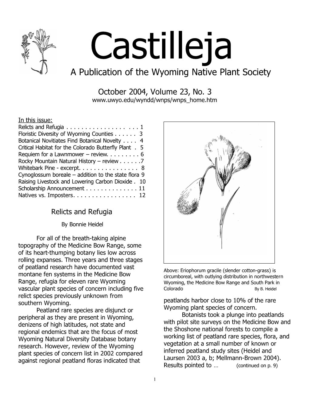 A Publication of the Wyoming Native Plant Society