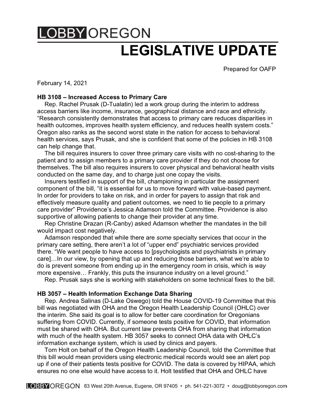 Legislative Update