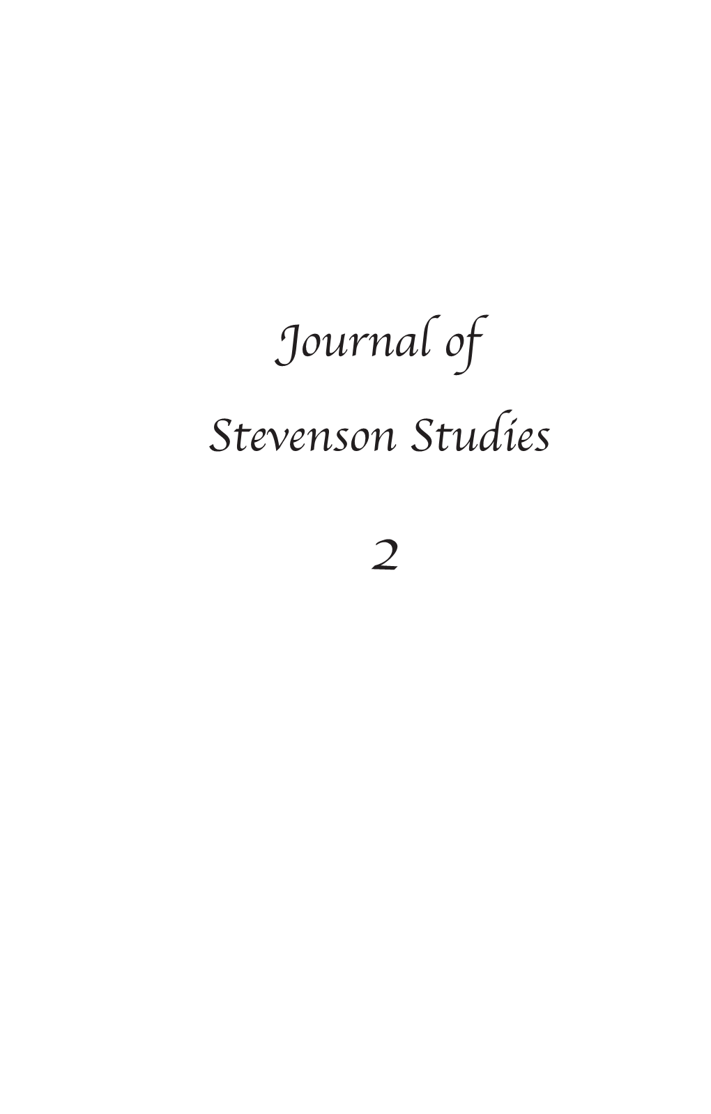 Journal of Stevenson Studies