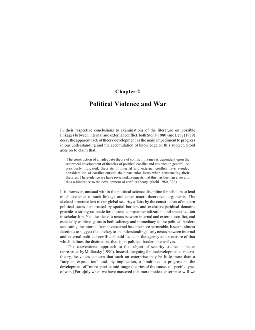 Political Violence and War