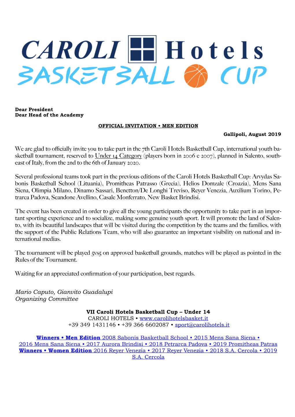 M Official Invitation 6Th Caroli Hotels Basketball