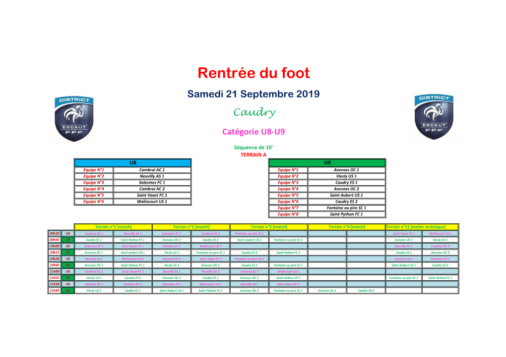 Caudry Rentrée Du Foot U8-U9