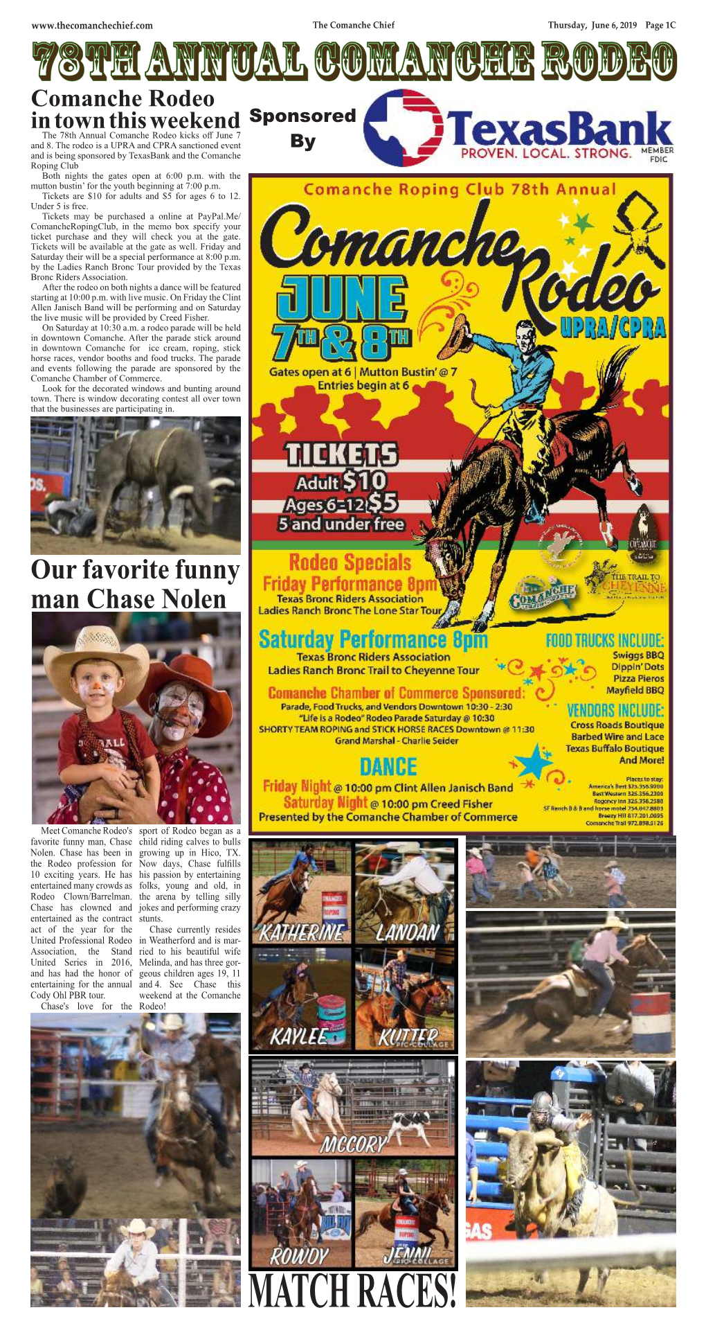 78Th Annual Comanche Rodeo Kicks Oﬀ June 7 and 8