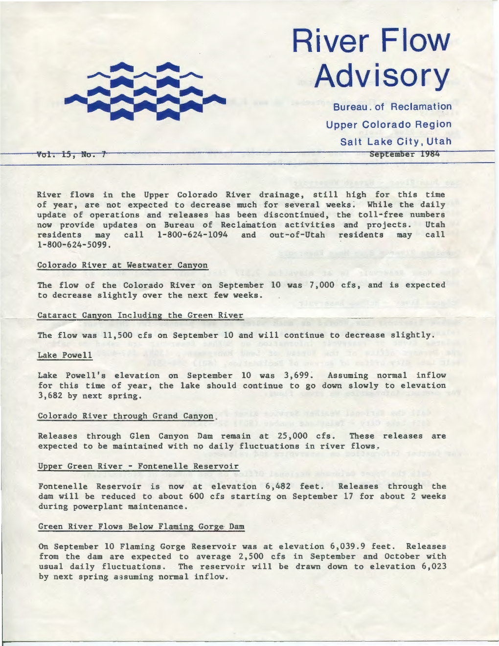 River Flow Advisory