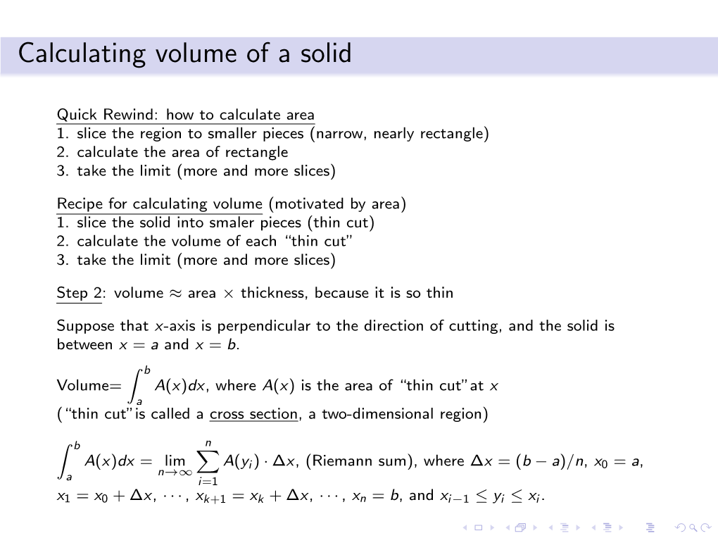 Calculating Volume of a Solid