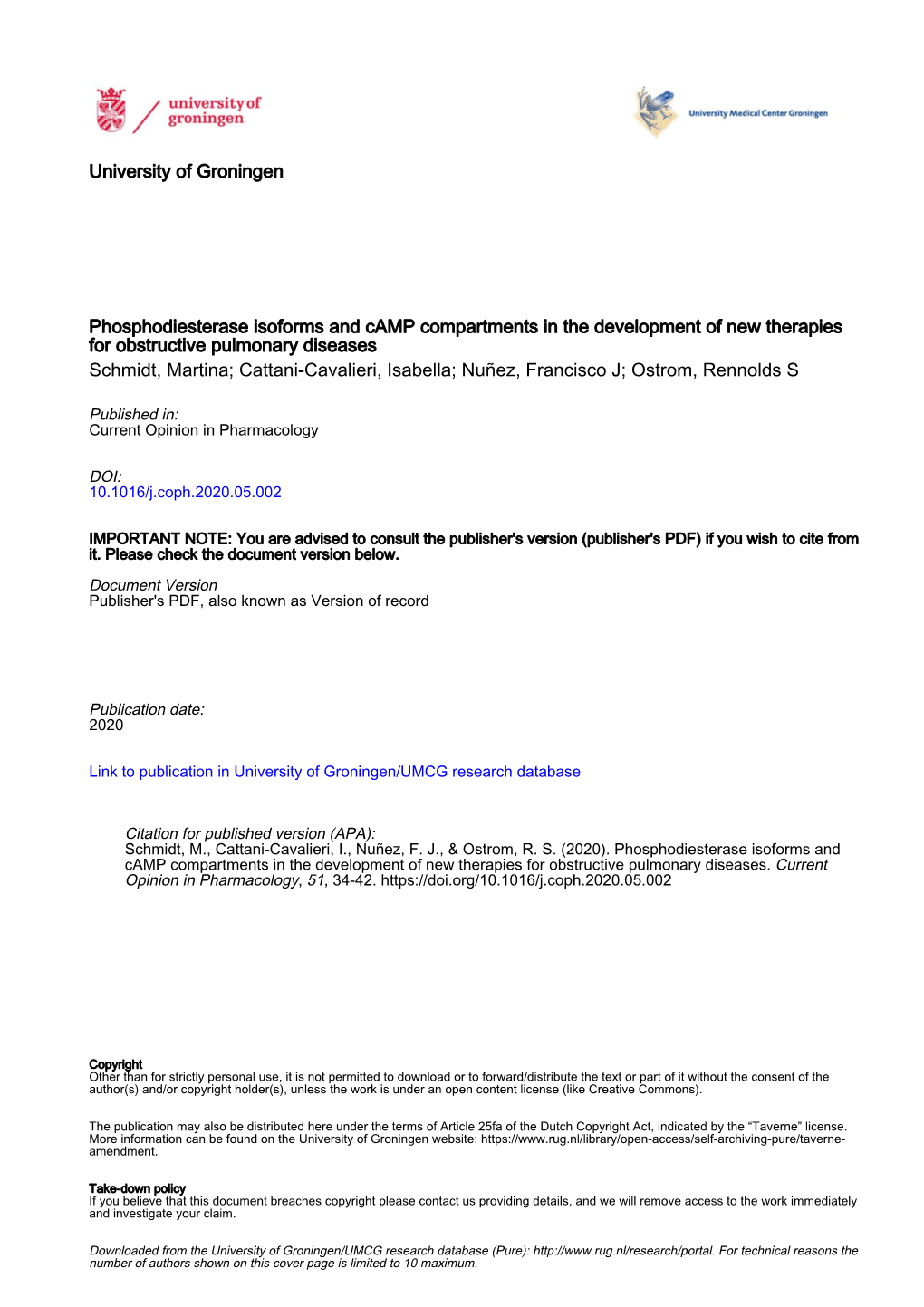 Phosphodiesterase Isoforms and Camp Compartments in The