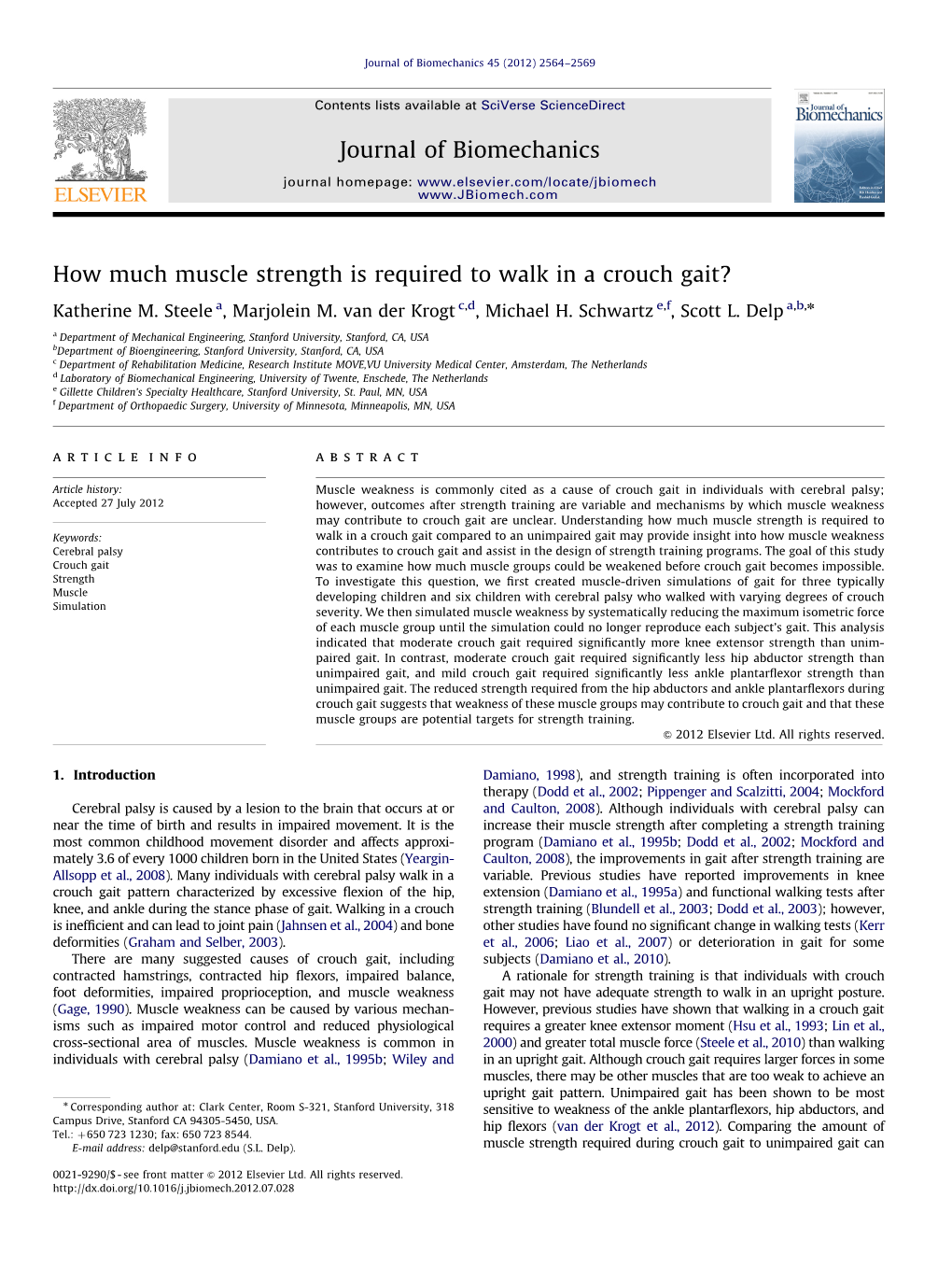 How Much Muscle Strength Is Required to Walk in a Crouch Gait?