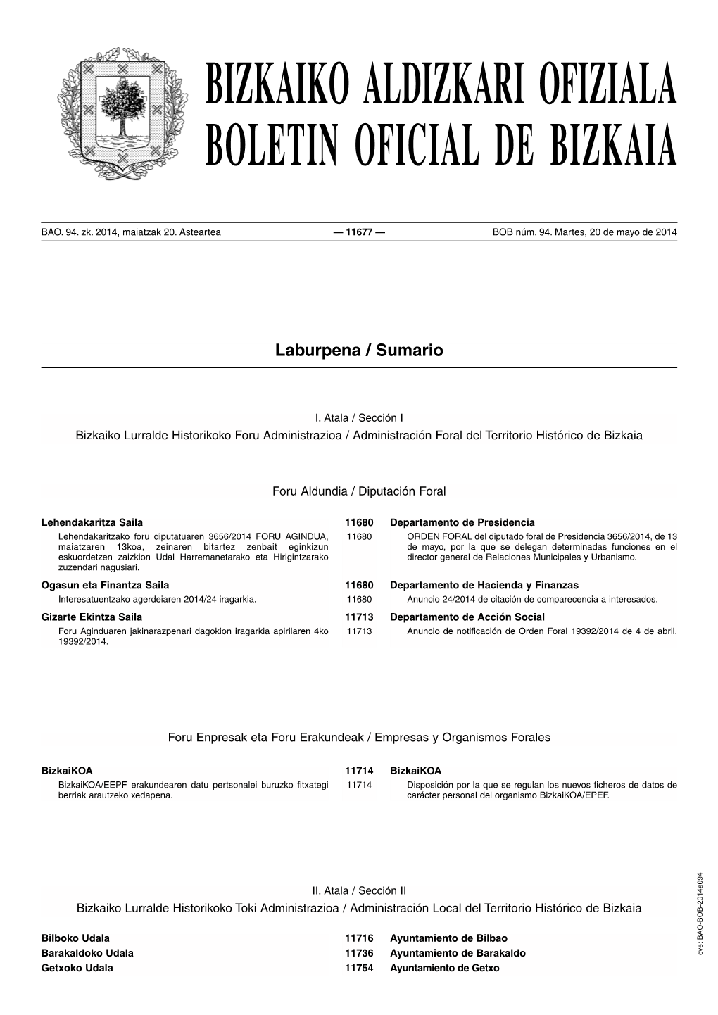 Bizkaiko Aldizkari Ofiziala Boletin Oficial De Bizkaia