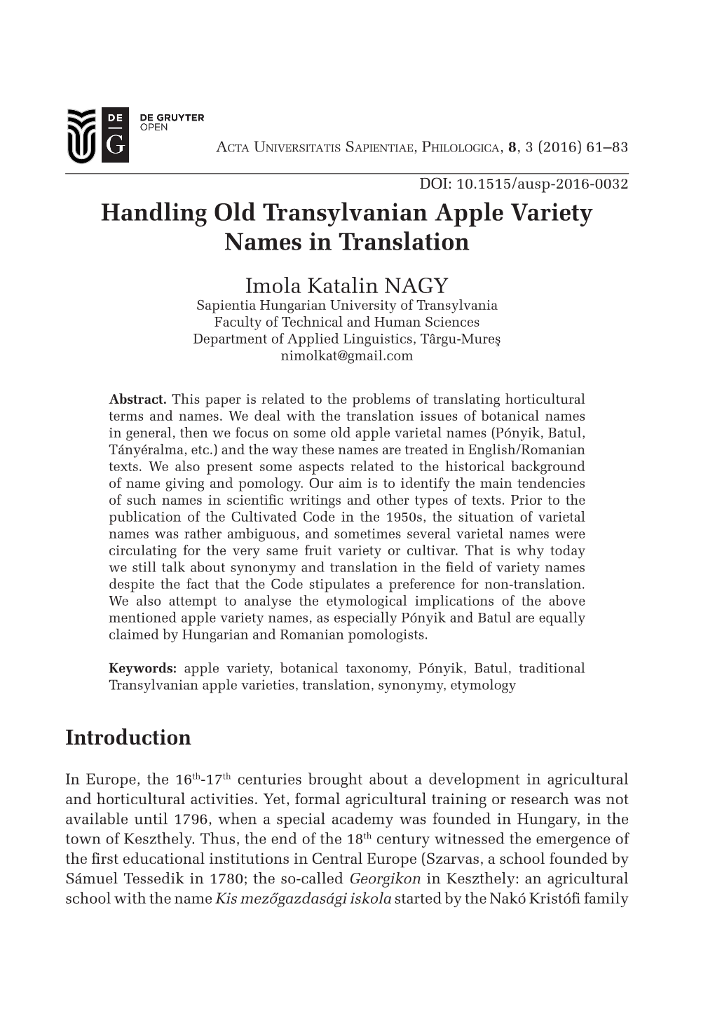 Handling Old Transylvanian Apple Variety Names in Translation