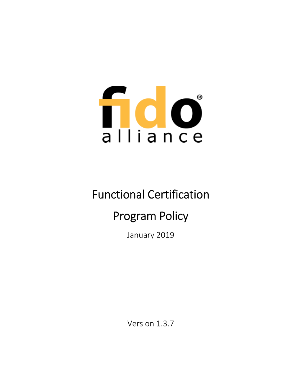 Functional Certification Program Policy January 2019