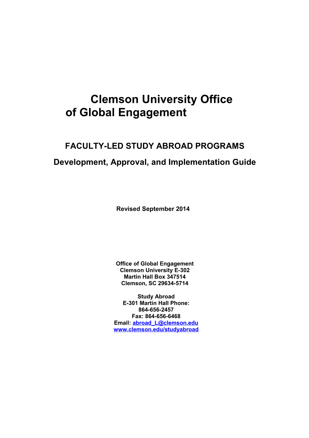 Clemson University Office of Global Engagement