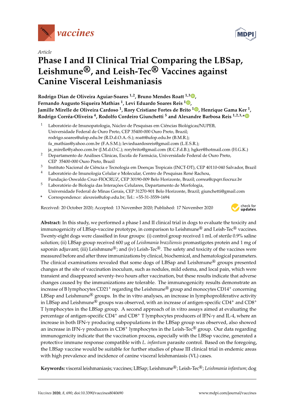 And Leish-Tec® Vaccines Against Canine Visceral Leishmaniasis