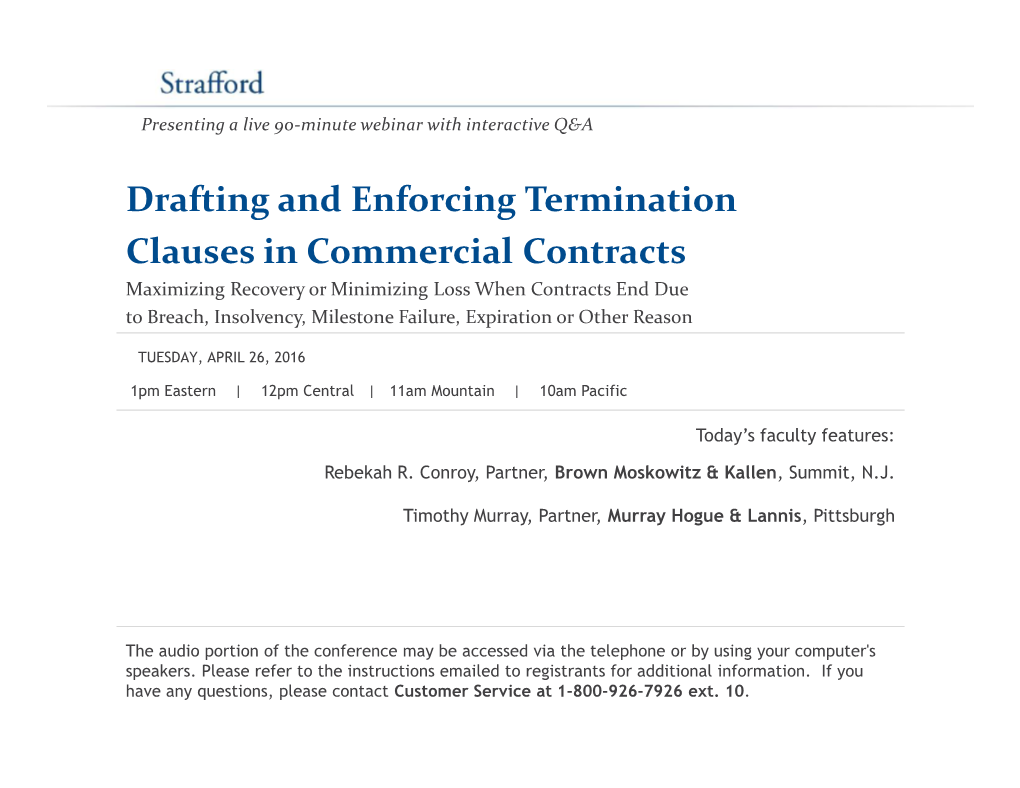 Drafting and Enforcing Termination Clauses in Commercial Contracts