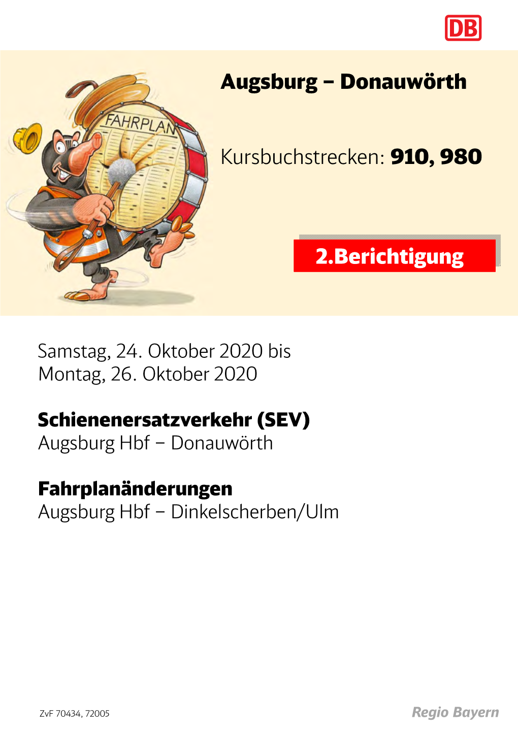 Augsburg – Donauwörth Kursbuchstrecken: 910