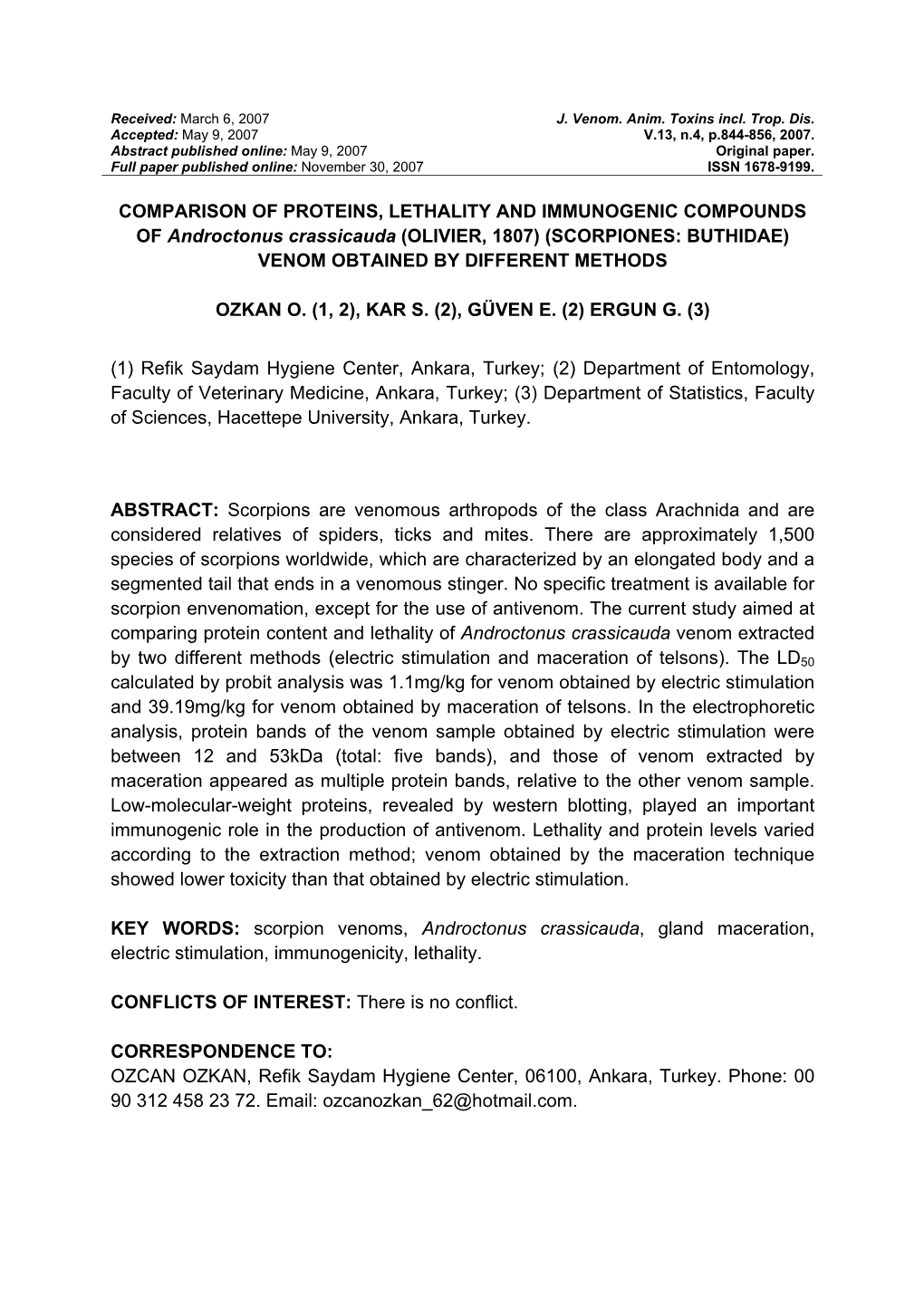 Production of Scorpion Antivenom From