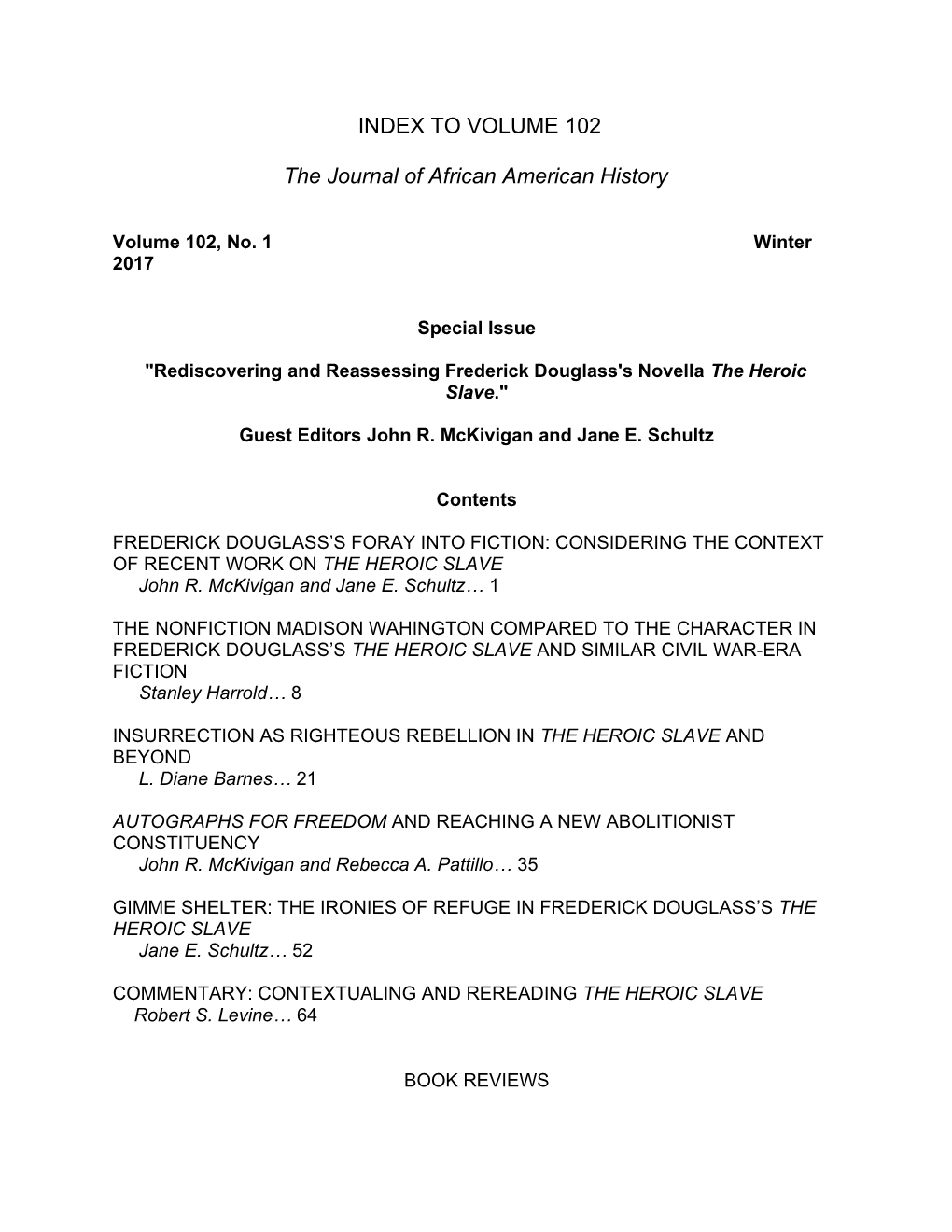 The Journal of African American History