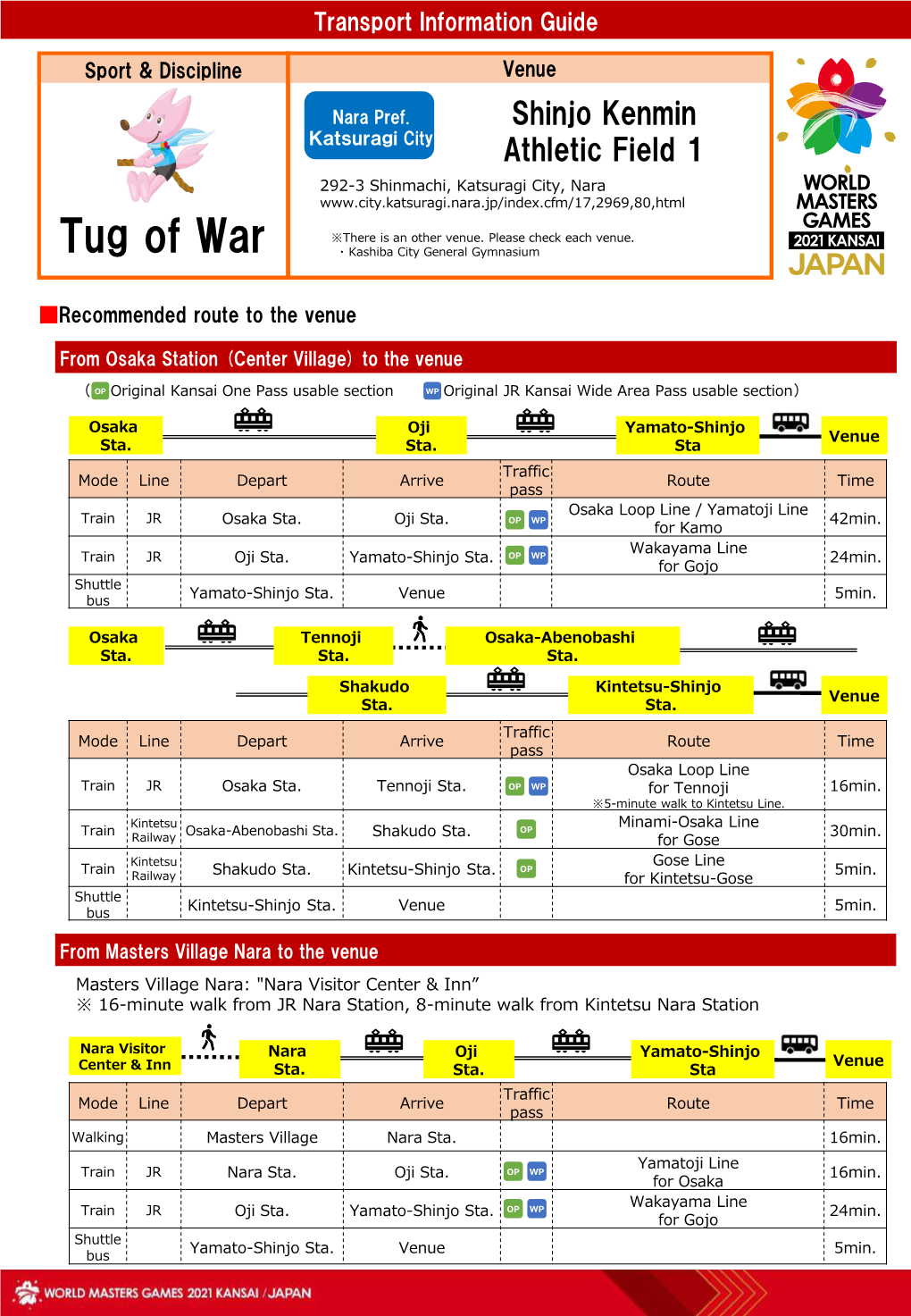 Transport Information Guide Tug of War Shinjo Kenmin Athletic Field 1