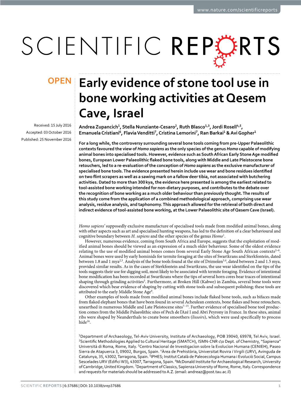 Early Evidence of Stone Tool Use in Bone Working Activities at Qesem Cave, Israel