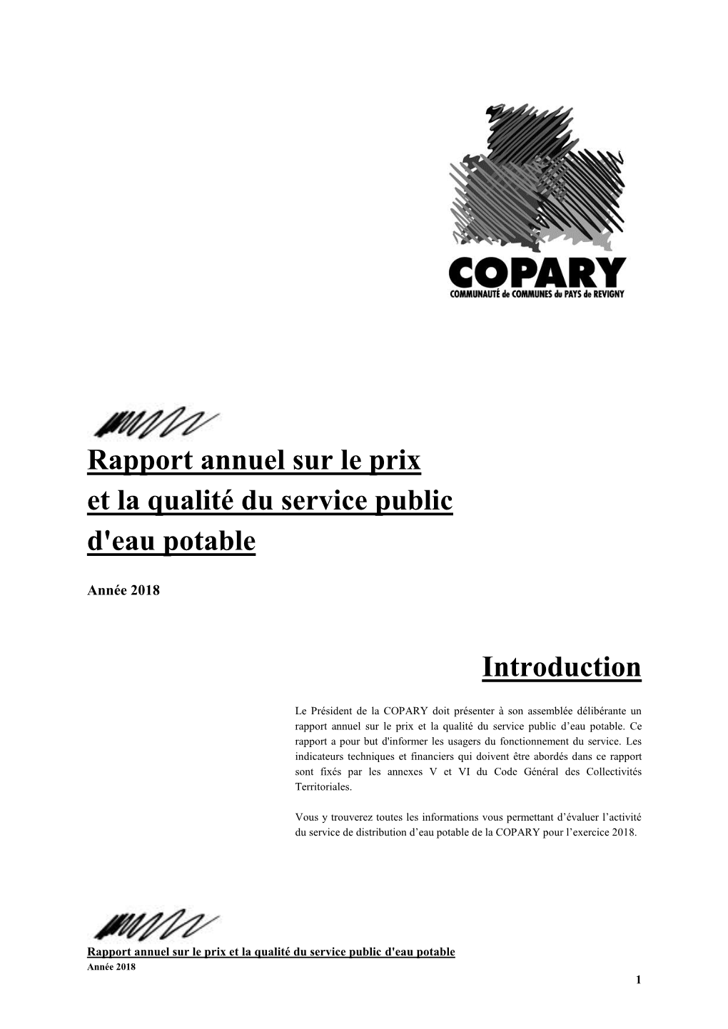 Rapport Annuel Sur Le Prix Et La Qualité Du Service Public D'eau Potable