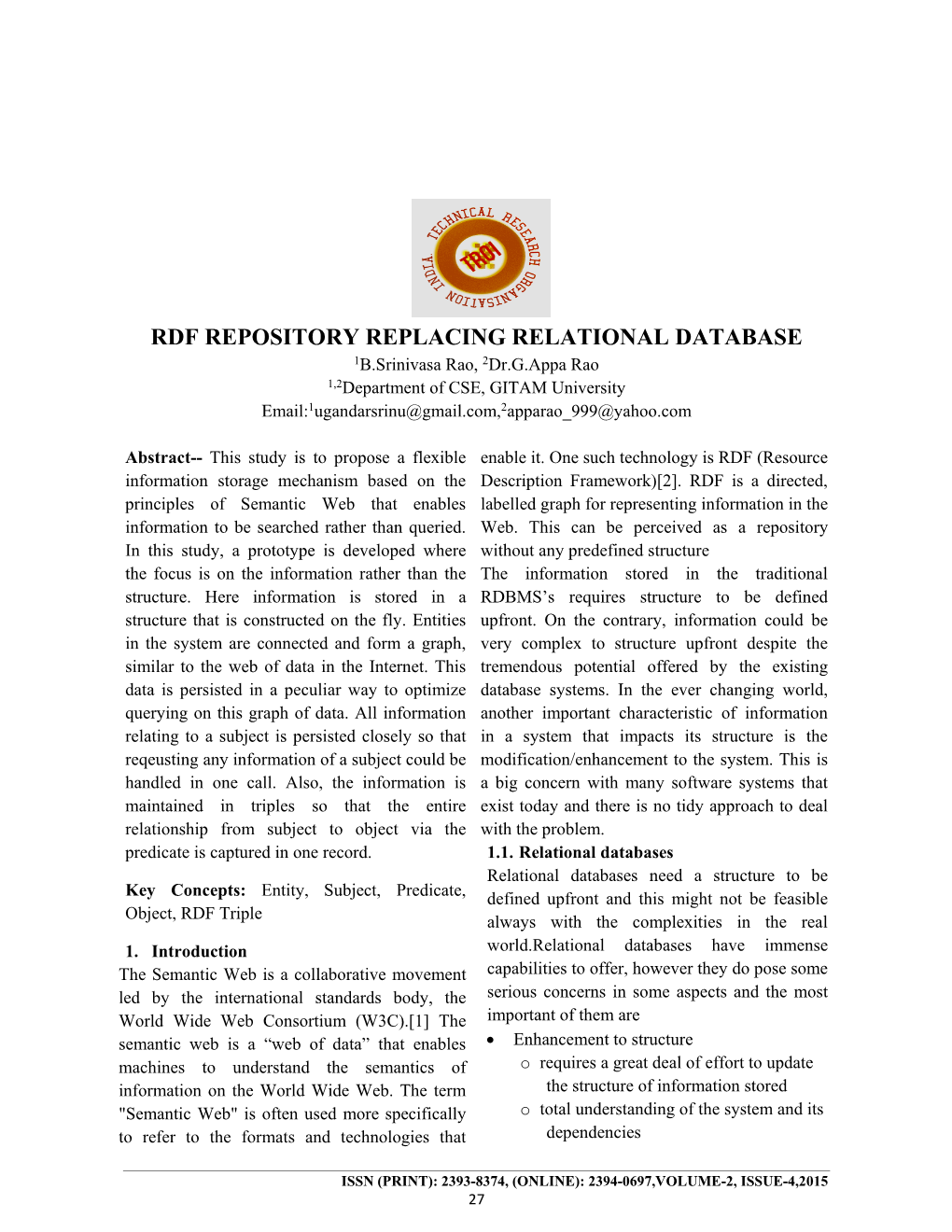 Rdf Repository Replacing Relational Database