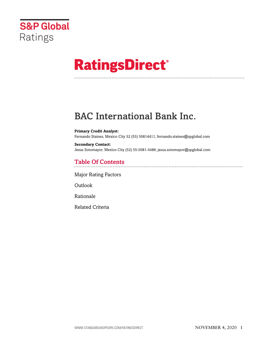 BAC International Bank Inc