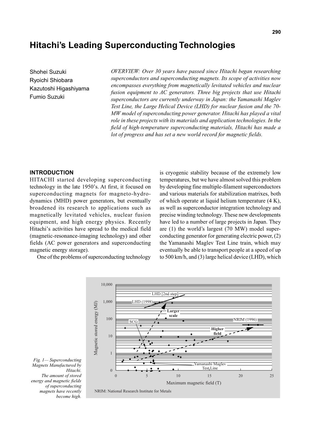 Hitachi's Leading Superconducting Technologies