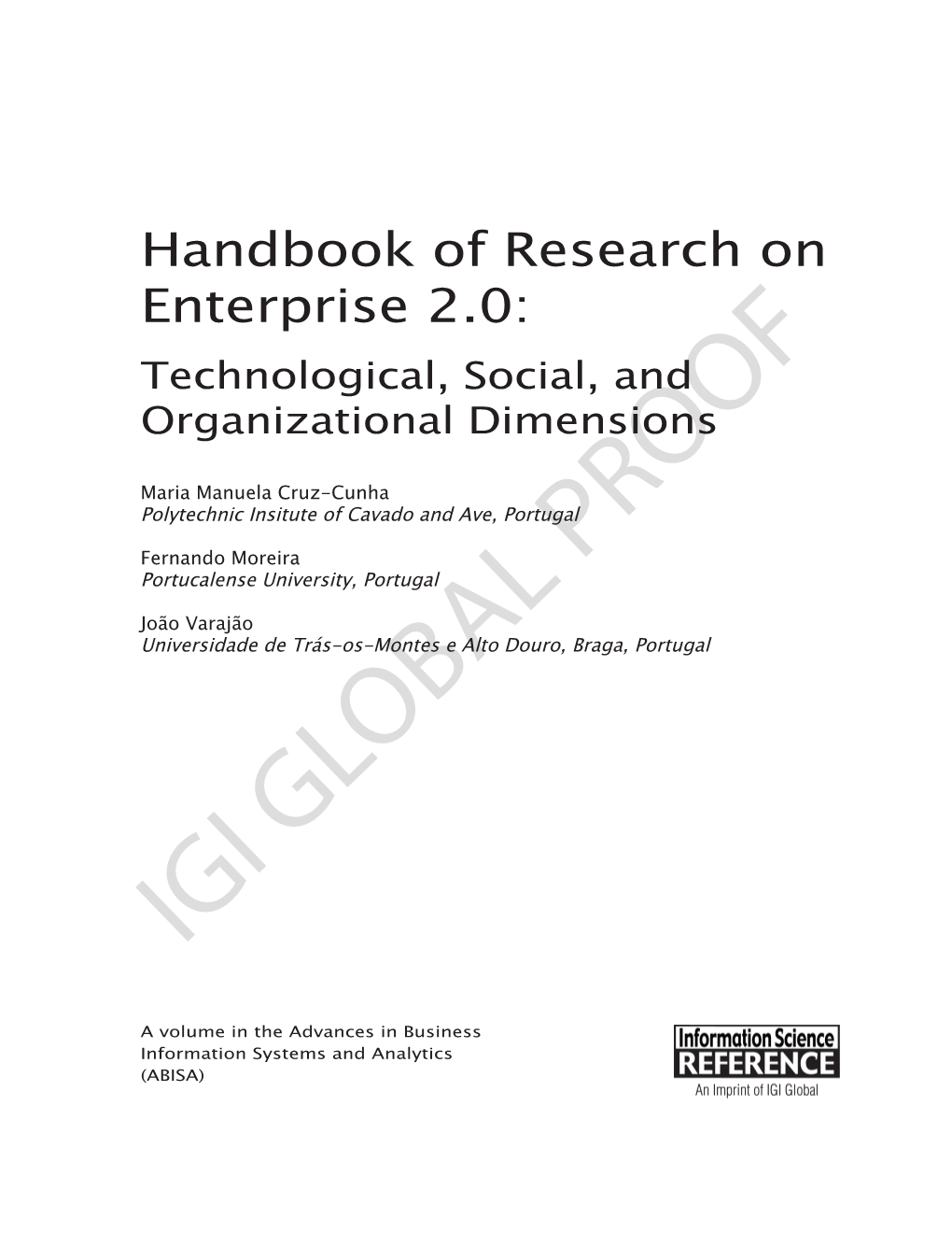 Handbook of Research on Enterprise 2.0: Technological, Social, and Organizational Dimensions