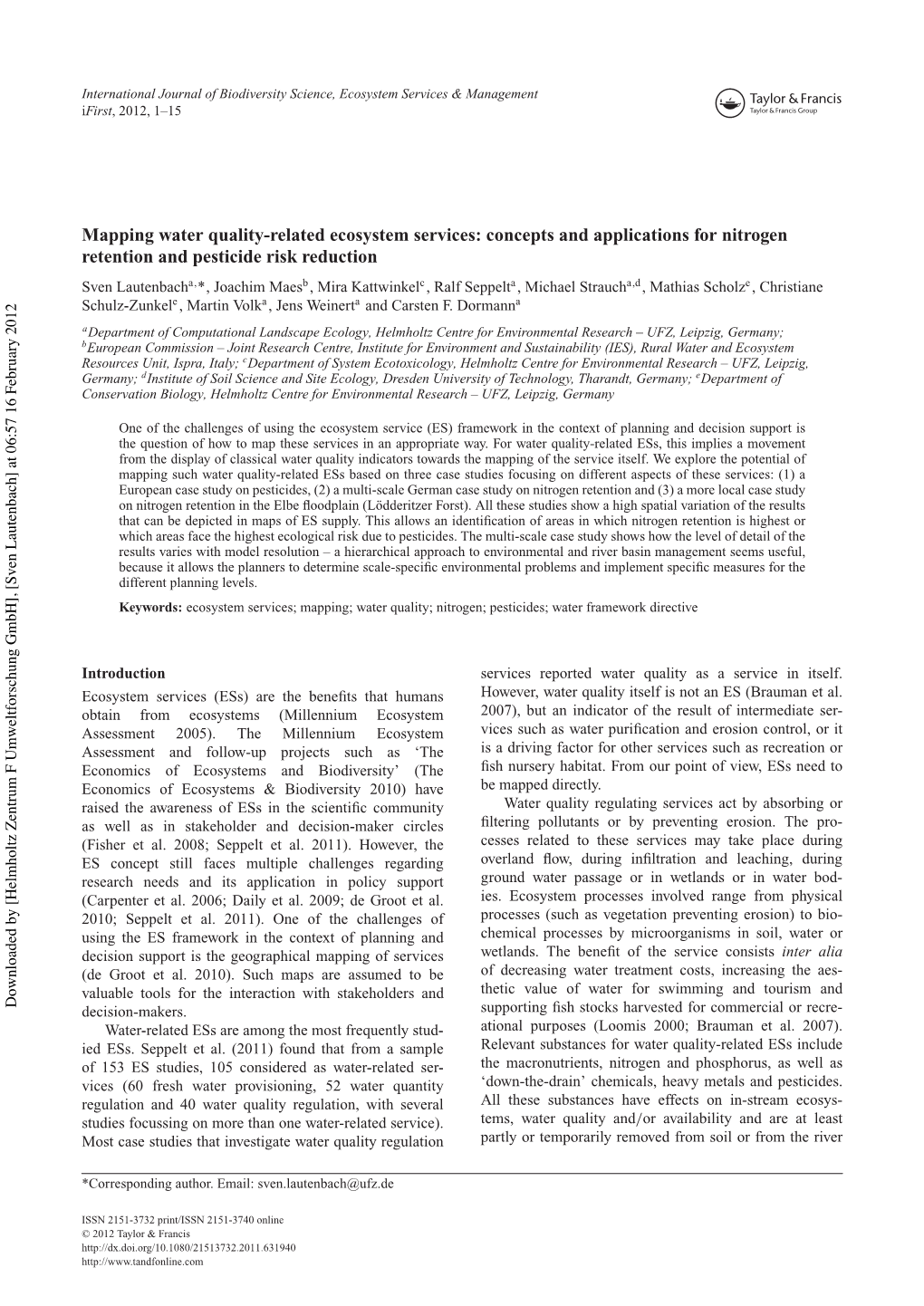 Concepts and Applications for Nitrogen Retention and Pesticide Risk Reduction