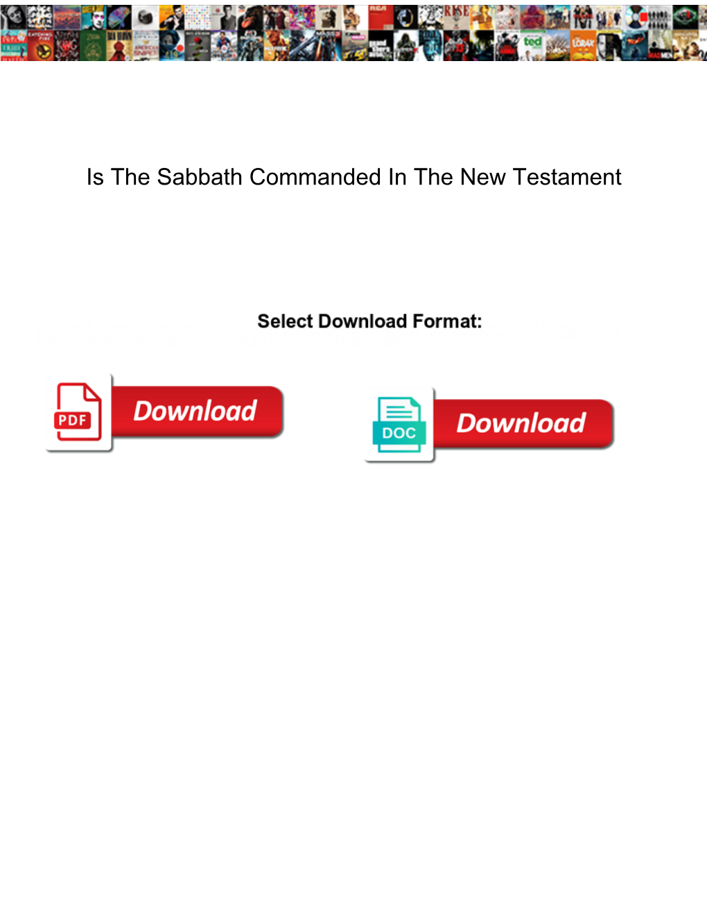 Is the Sabbath Commanded in the New Testament