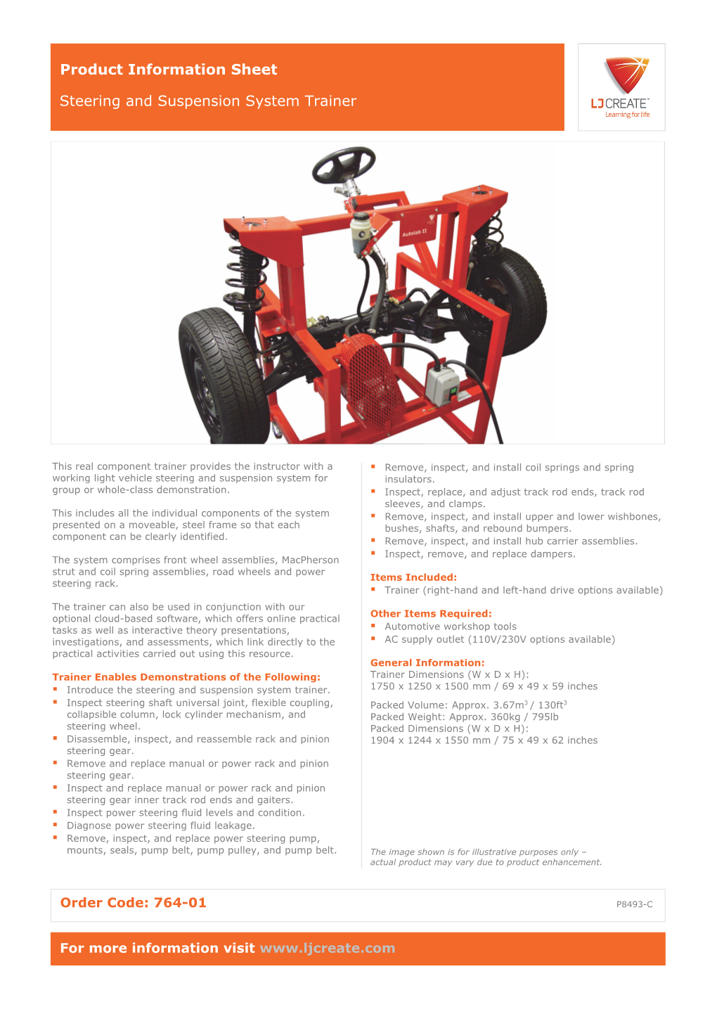 Product Information Sheet Steering and Suspension System Trainer