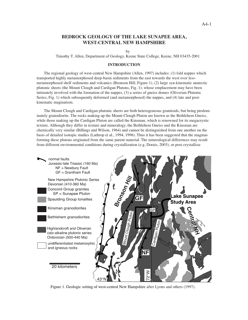 Bedrock Geology of the Lake Sunapee Area, West-Central New Hampshire