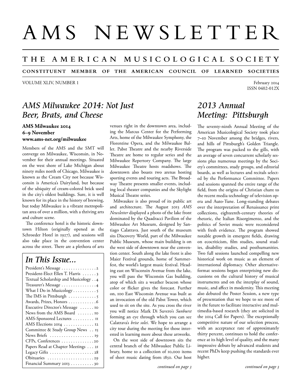 AMS Newsletter February 2014