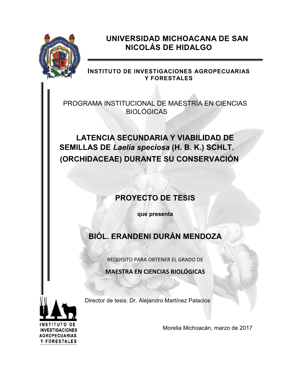 UNIVERSIDAD MICHOACANA DE SAN NICOLÁS DE HIDALGO LATENCIA SECUNDARIA Y VIABILIDAD DE SEMILLAS DE Laelia Speciosa (H. B. K.)