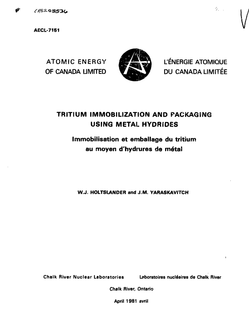 Tritium Immobilization and Packaging Using Metal Hydrides