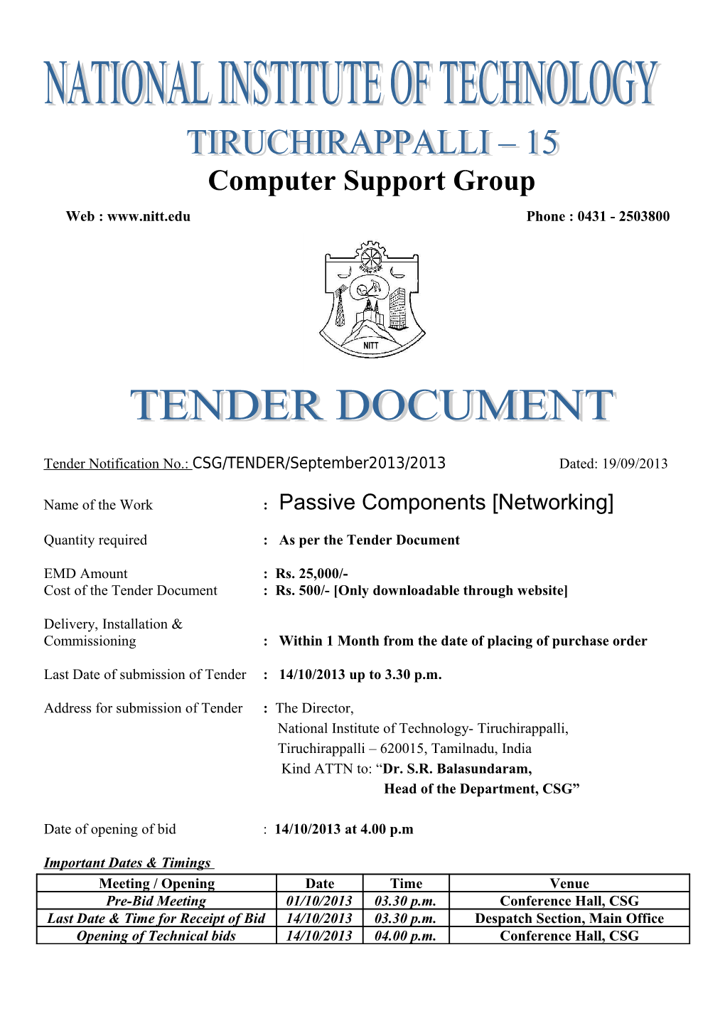 Name of the Work : Passive Components Networking