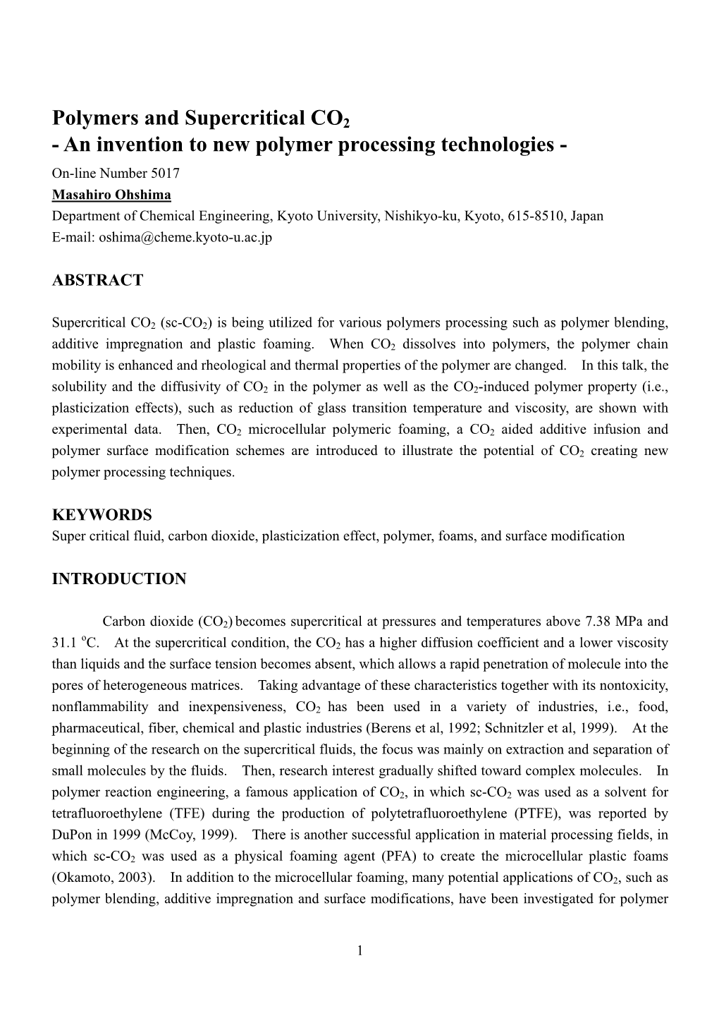 Polymers and Supercritical