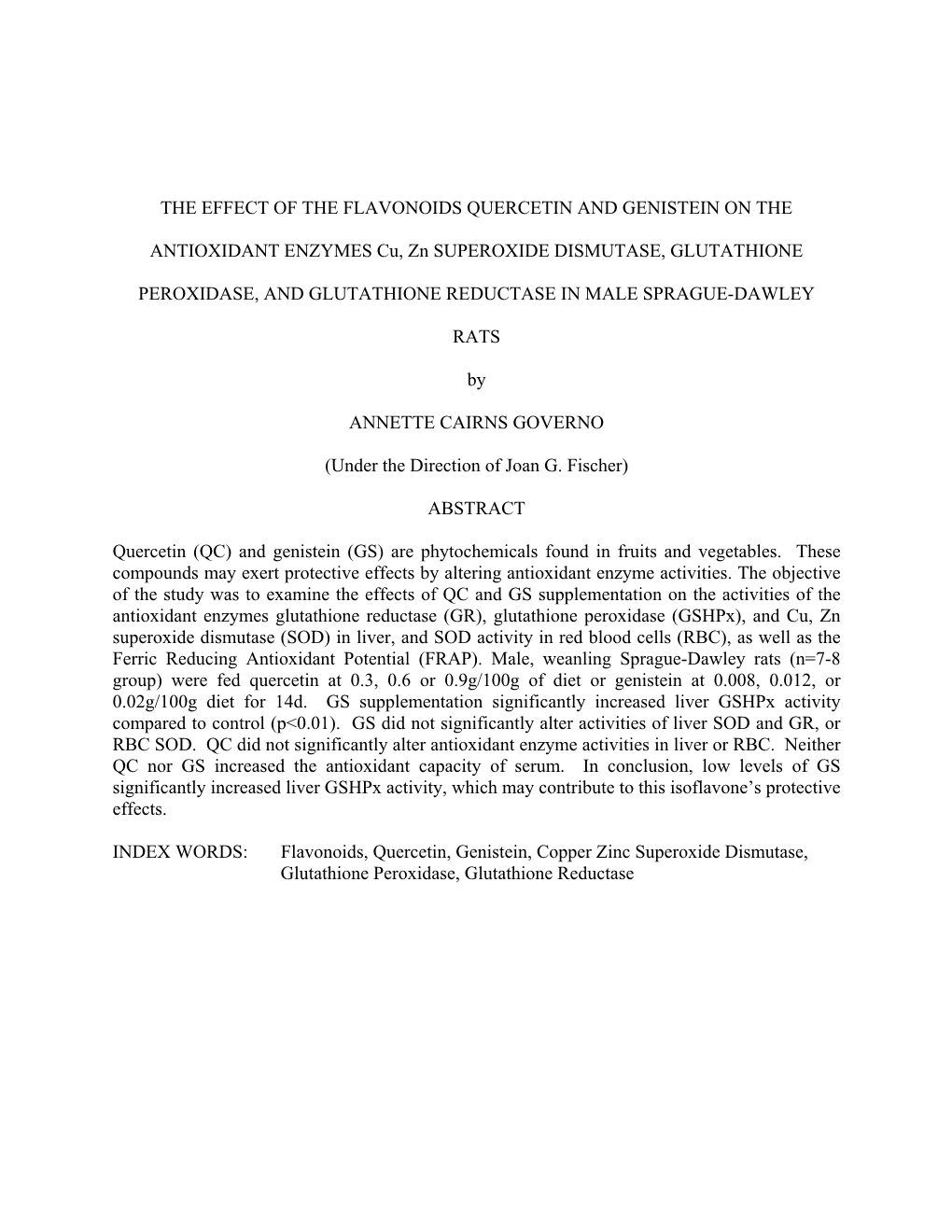 The Effect of the Flavonoids Quercetin and Genistein on The