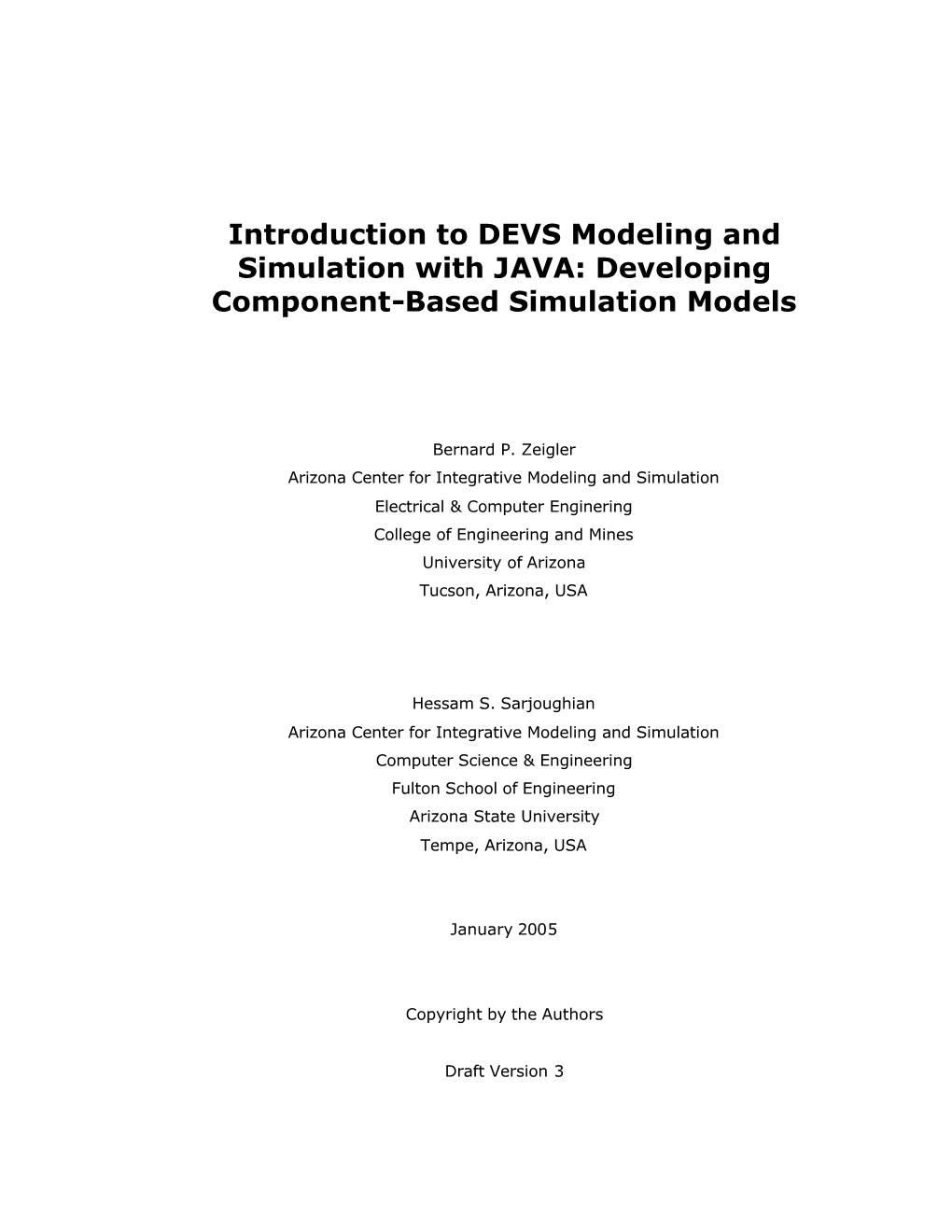 Introduction to DEVS Modeling and Simulation with JAVA: Developing Component-Based Simulation Models