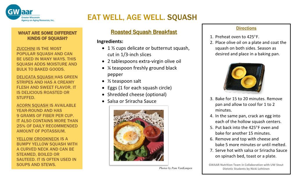 Eat Well, Age Well. Squash