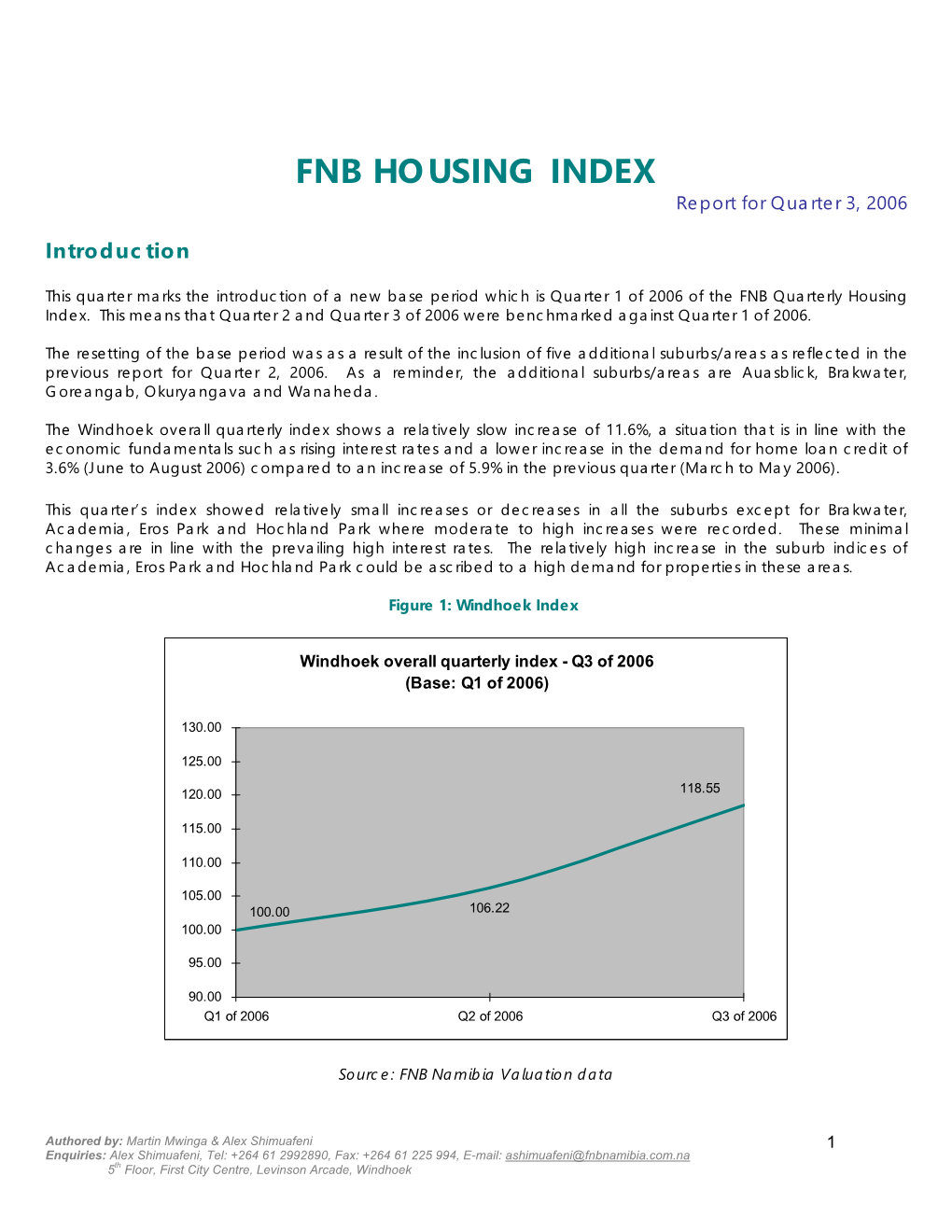 FNB HOUSING INDEX Report for Quarter 3, 2006