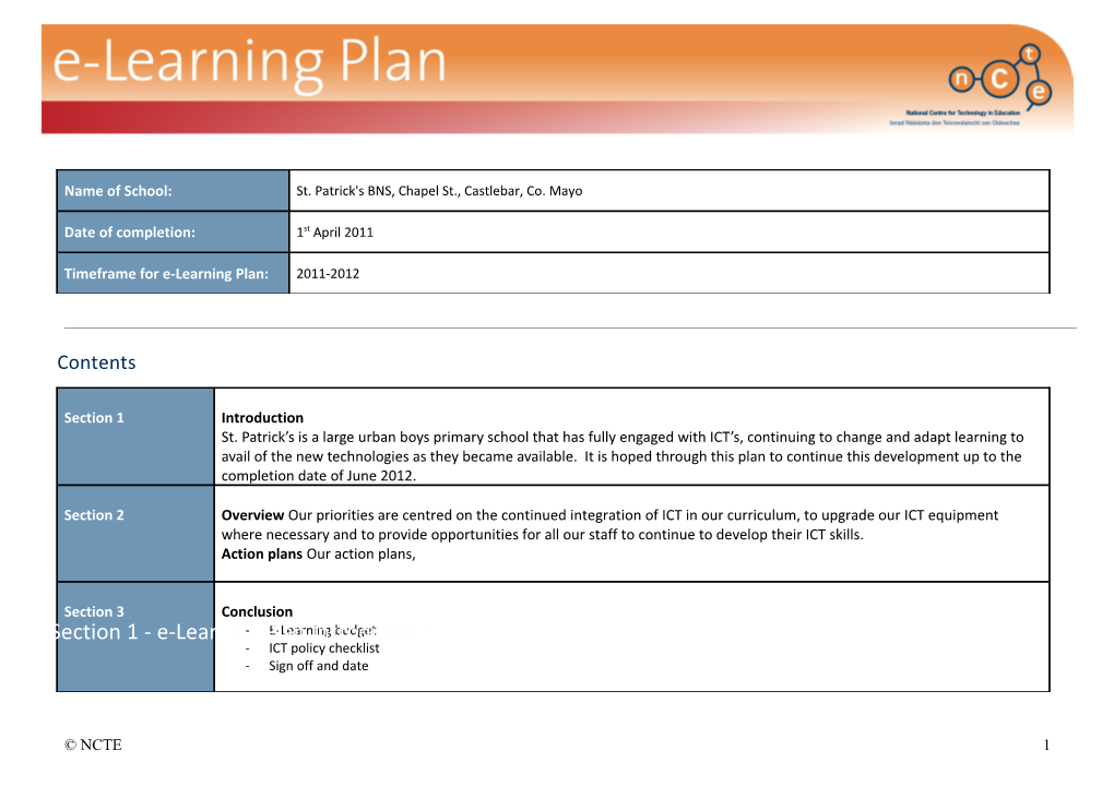 E-Learning Plan Template