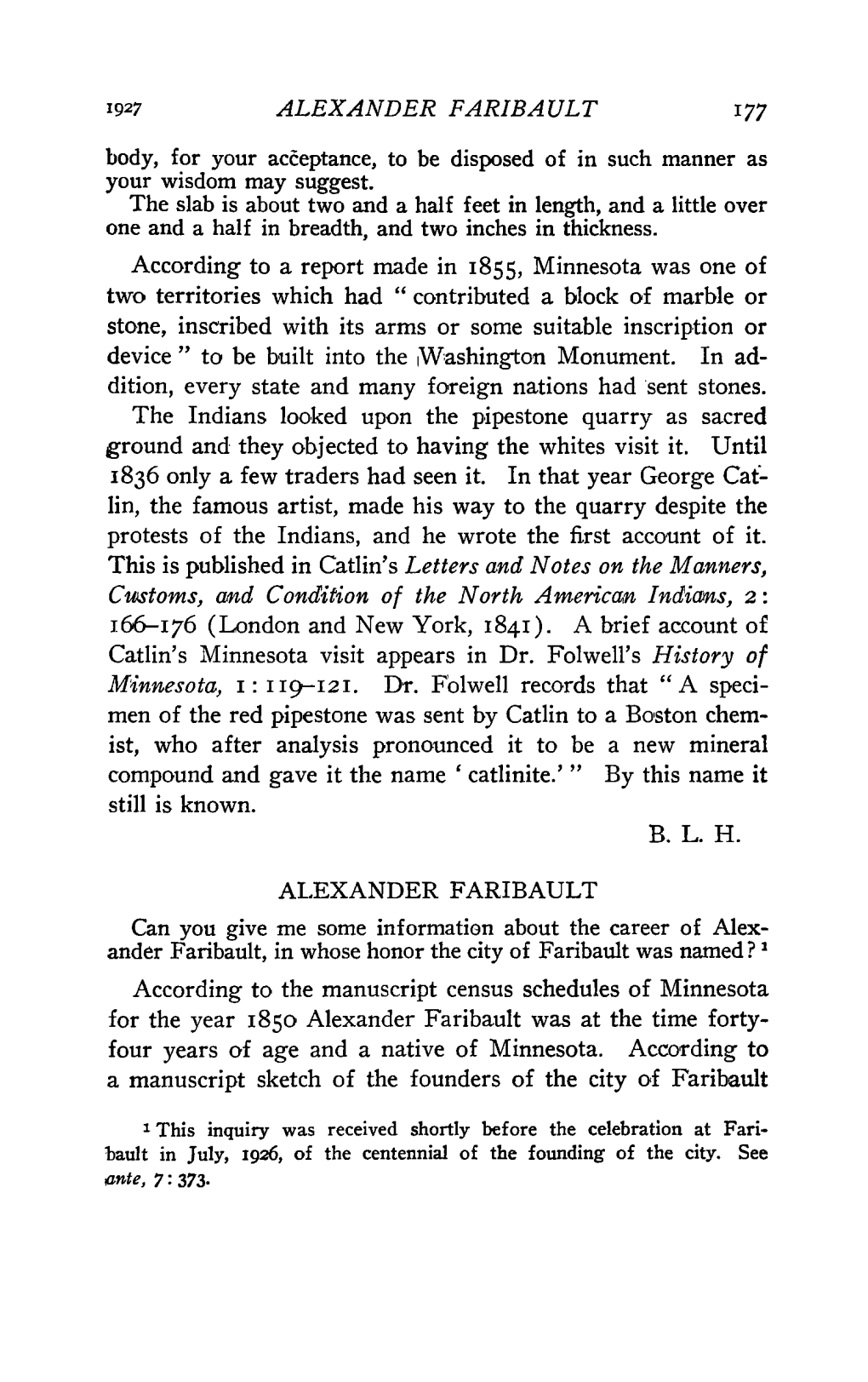 ALEXANDER FARIBAULT 177 Body, for Your Acceptance, to Be Disposed of in Such Manner As Your Wisdom May Suggest